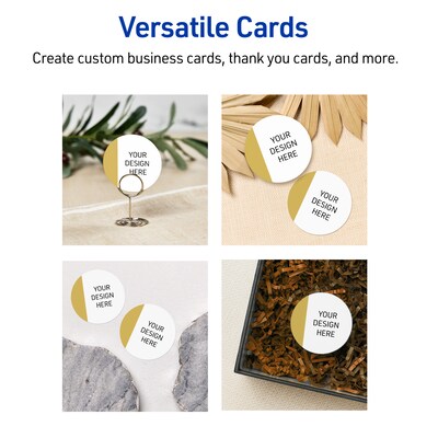 Avery Dipped Gold Edge Matte Blank Card, White, 120/Pack (S00-D1R)