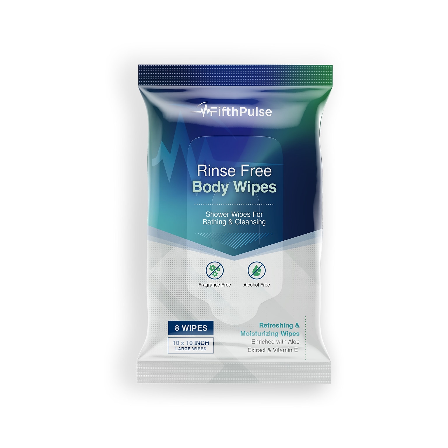 FifthPulse Large Adult Bathing Wipes - Disposable Body Cleansing Wipes for Men & Women - No Rinse, 8 Count (FMN100673)
