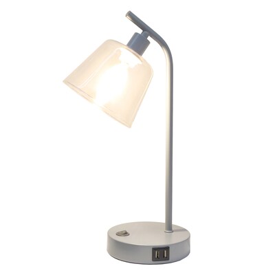 Simple Designs Sleek Essentials LED Desk Lamp, 15.75, with USB Ports, Gray (LD1074-GRY)