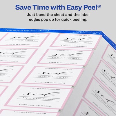 Avery Print-to-the-Edge Laser/Inkjet Square Labels, 2" x 2", White, 300 Labels/Pack (22806)