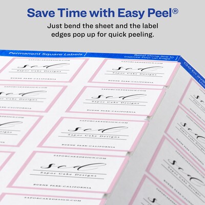 Avery Print-to-the-Edge Laser/Inkjet Square Labels, 2" x 2", White, 12 Labels/Sheet, 25 Sheets/Pack, 300 Labels/Pack (22806)