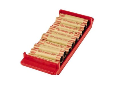 CONTROLTEK Plastic Coin Trays for Pennies, Red, 4/Pack (5605604PK)