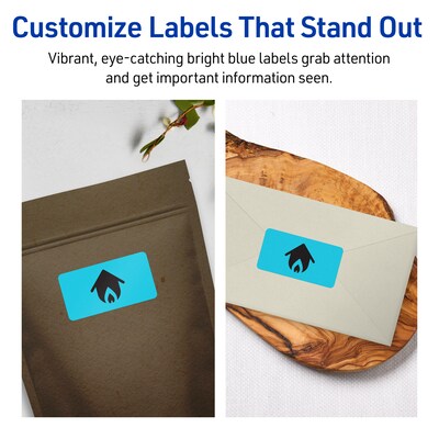 Avery Laser/Inkjet Rectangle Multipurpose Labels, 1" x 4", Bright Blue, 200 Labels/Pack (94202)