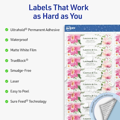 Avery Rectangle Laser Multipurpose Labels, 1 x 4, White, 1000/Box (19479399206)