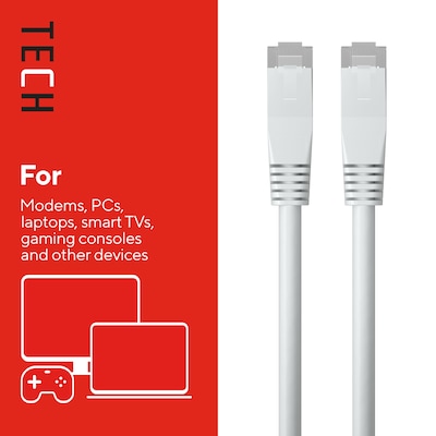 Staples TECH 7 ft. Cat-6 Ethernet Cable, Male to Male, Gray (ST62453)