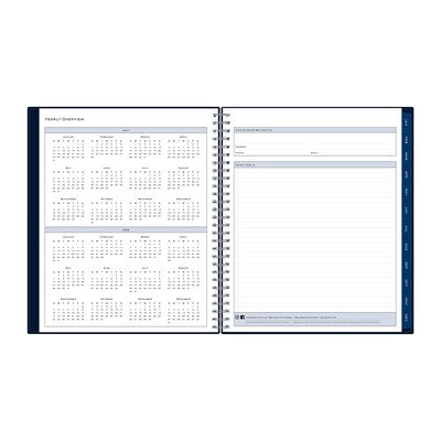2027 Blue Sky Passages 8" x 10" Calendar Year Monthly Planner, Plastic Cover, Solid Navy (148660-27)