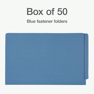 Pendaflex Fastener Folders End Tab File Folder, Straight Cut, Legal Size, PaperStock, Blue, 50/Box(1007058)