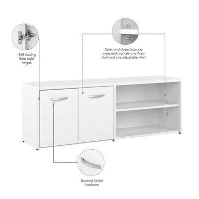 Bush Business Furniture Studio A 60"W Computer Desk with Mobile File Cabinet and Low Storage Cabinet, White (STA006WHSU)