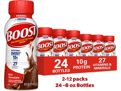 Boost Original Rich Chocolate Nutritional Drink, 8 oz., 12 Bottles/Pack, 2 Packs/Carton (12485709)