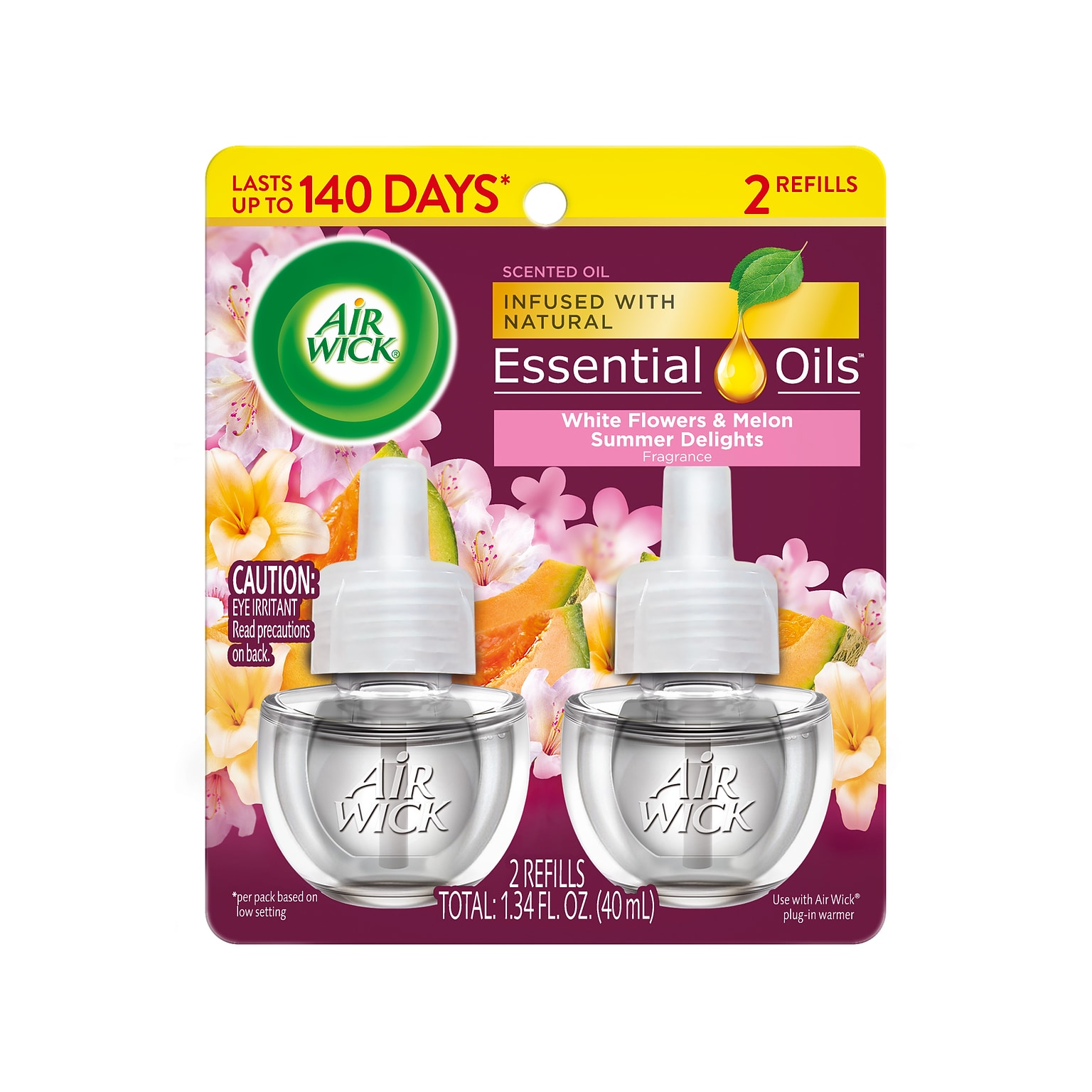 Air Wick Life Scents Oil Warmer Refill, Summer Delights Scent, 0.67 oz., 2/Pack (6233891112)