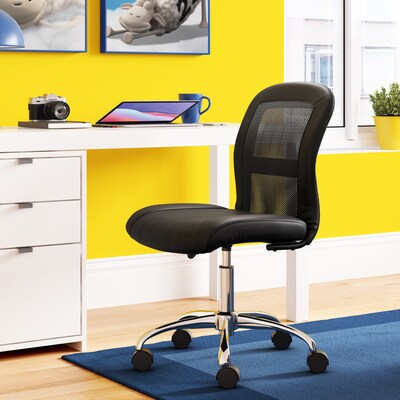 Serta Essentials Armless Ergonomic Bonded Leather/Mesh Swivel Task Chair, Black (48740)