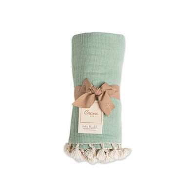 Baby Crane 6-Layer Muslin Blanket, Evergreen (BC-140BL-5)