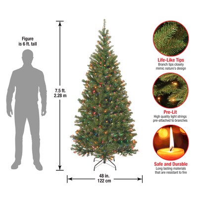 National Tree Company Aspen Spruce Artificial Christmas Tree, 7.5 ft., Multicolor Lights (AP7-301-75)