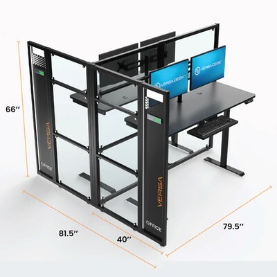 VersaDesk WorkNest 66H x 79.5W T-Shaped Cubicle Panel Workstation, Black (WNCT-7296-B)