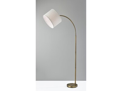 Simplee Adesso Jace 64" Antique Brass Floor Lamp with Off-White Drum Shade (SL1145-21)