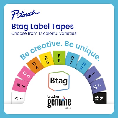 Brother P-touch Btag Label Tape, 1/2" x 13.1' (12mm x 4m), Black on Purple (BTAGF31)