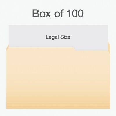 Pendaflex File Folder, 1/3-Cut Tab, Legal Size, Manila, 100/Box (753 1/3-3)