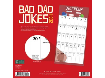 2024 Willow Creek Bad Dad Jokes 12" x 12" Monthly Wall Calendar (32275)