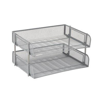Mind Reader Metal Side Loading Stackable Letter Tray, Letter Size, Silver (ESTACK2-SIL)