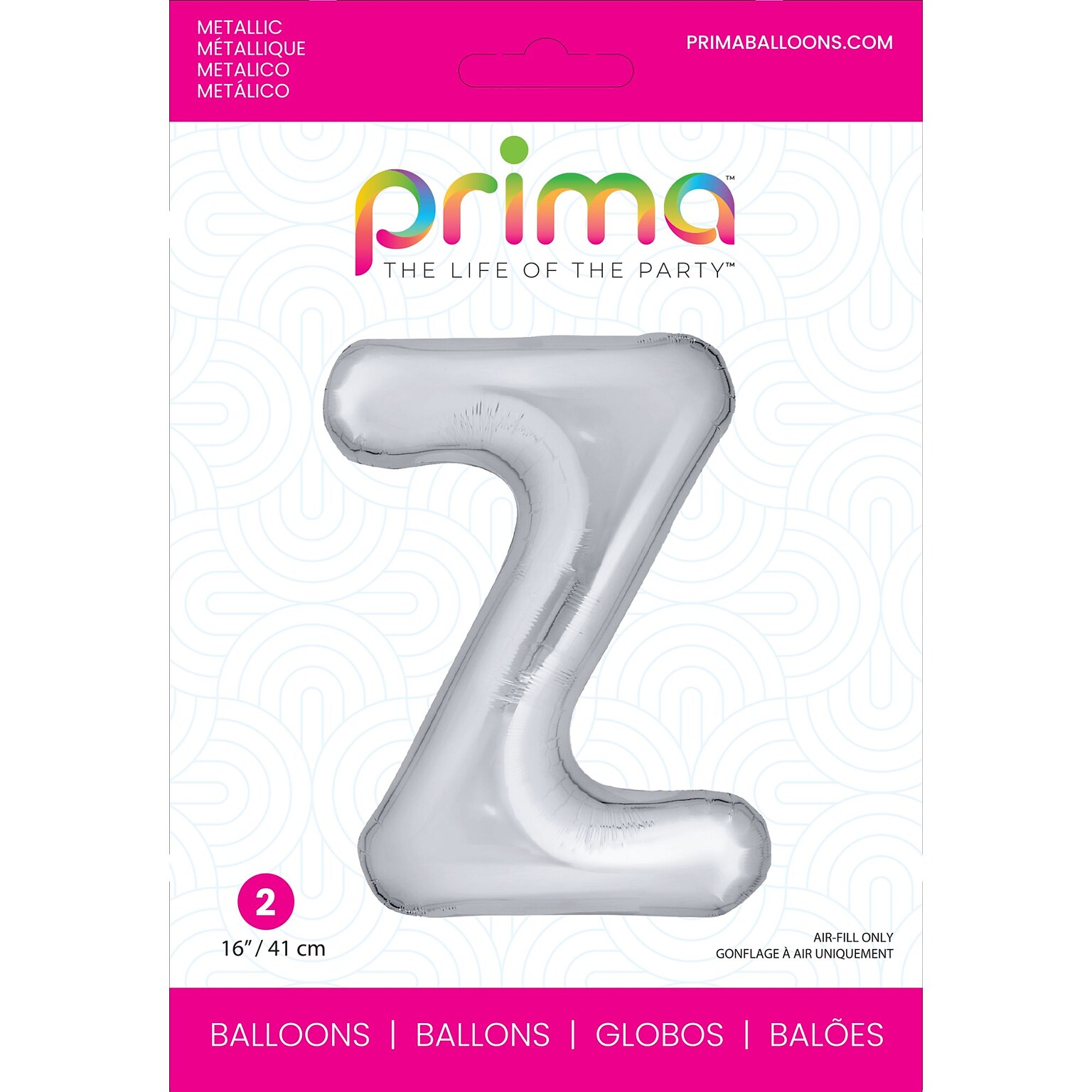 Party City (Air-Filled) 16 Z Foil Balloon, Silver, 2/Pack (AM60050286-18)