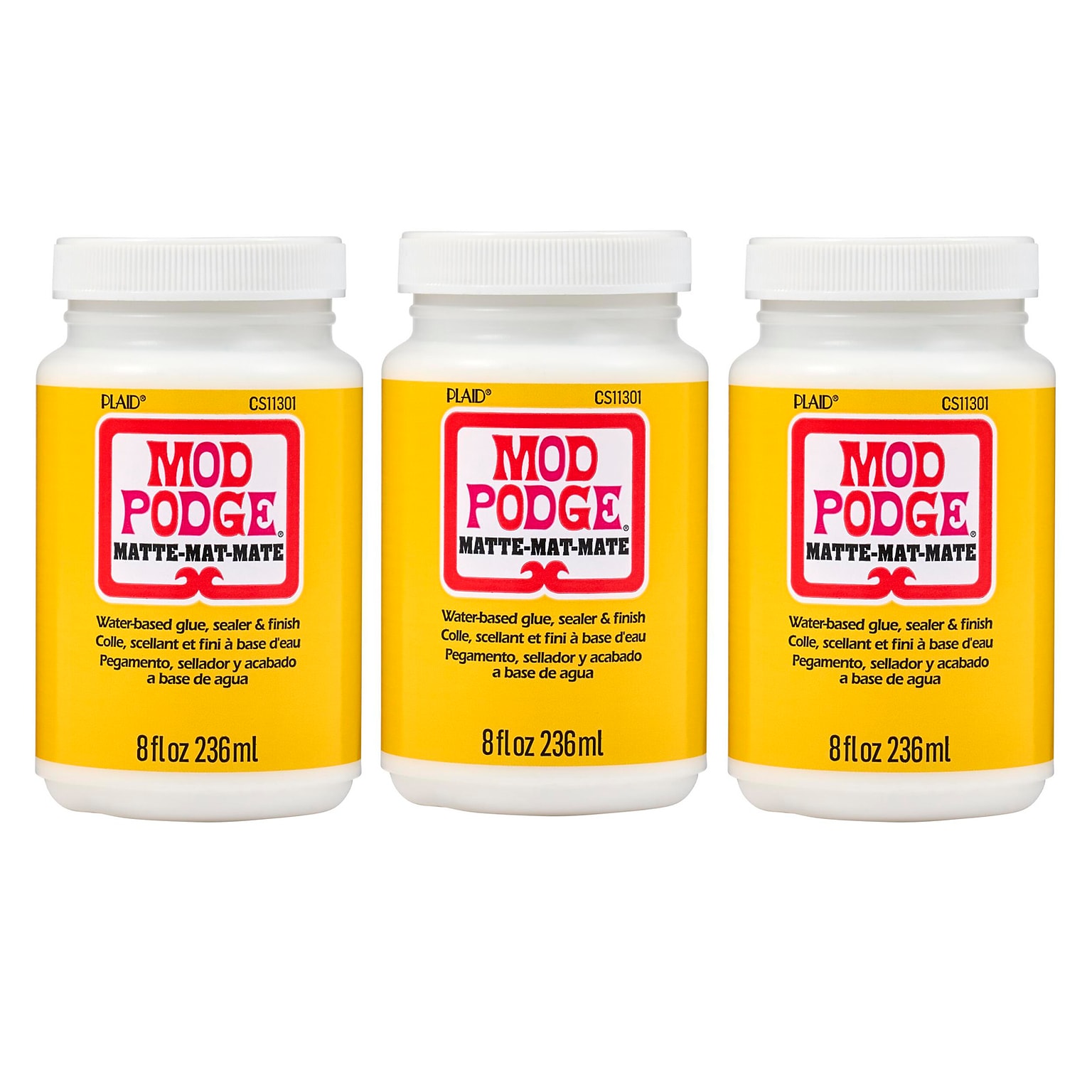 Mod Podge Decoupage Glue, Matte, 8oz., 3/Pack (MODCS11301-3)