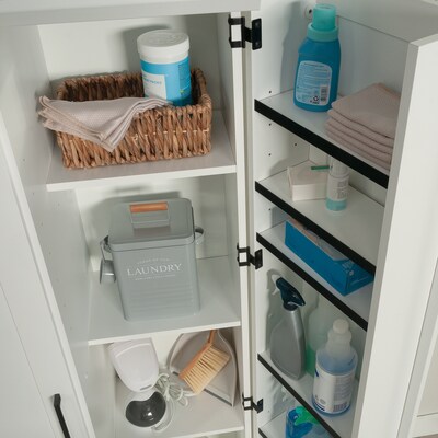 Sauder HomePlus 71"H Storage Cabinet with 12 Shelves, Soft White (422427)