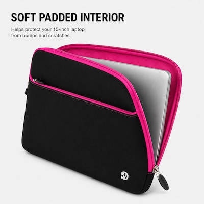 Vangoddy 15" Laptop Sleeve, Black/Pink (NBKLEA225)