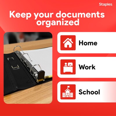 Staples 1 1/2" 3-Ring Better Binder, D-Ring, Black (ST55854-CC)