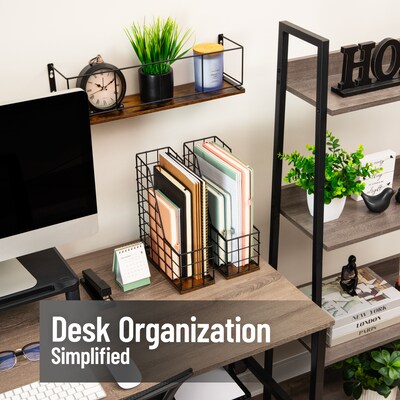 Mind Reader 1-Compartment Wood/Metal File Organizer, Black, 2/Pack (JMWIRE-BLK)