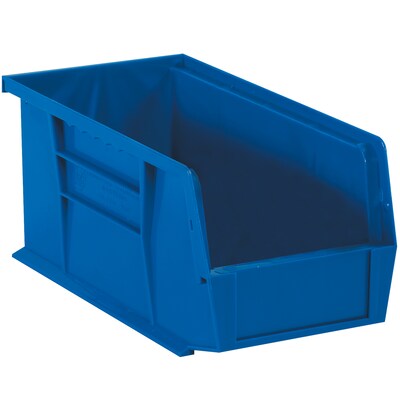 Quill Brand Stackable Storage Bin, 10.88 x 5.5 x 5, Blue, 12/Carton (BINP1155B)