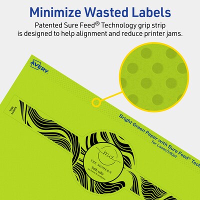 Avery Printable Decorative Edge Multipurpose Labels, 2-3/8" x 8", Bright Green, 120/Pack (94117)