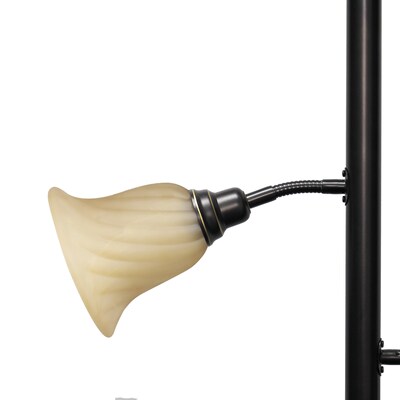 Elegant Designs 71" 3 Light Floor Lamp  with Scalloped Glass Shades, Restoration Bronze (LF2002-RBZ)