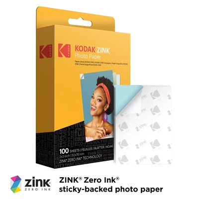 Kodak Zink Premium Photo Paper, 2 x 3, 100 Sheets/Pack (RODZ2X3100)