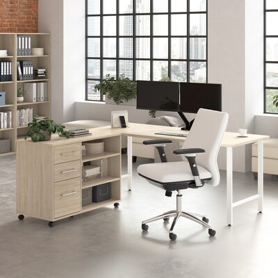 Bush Business Furniture Hustle 72W Computer Desk and Storage Cabinet with Drawers and Shelves, Natu