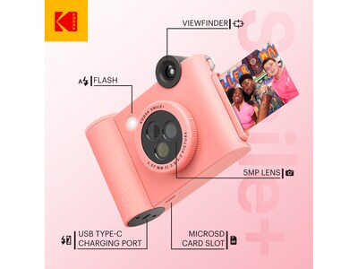 Kodak Smile+ 5 Megapixels Digital Instant Print Camera, Pink (RODSMPCAMPK)