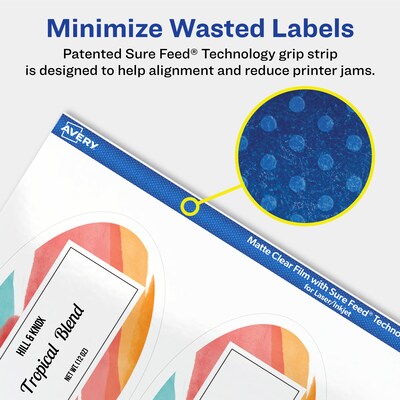 Avery Laser/Inkjet Oval Multipurpose Labels, 4-1/4" x 2-1/2", Clear, 60/Pack (94058)