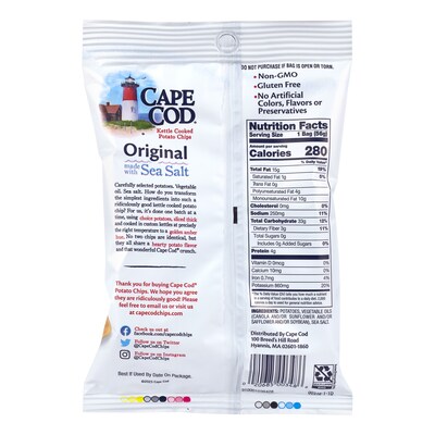 Cape Cod Gluten Free Original Potato Chips, 2 oz., 6/Pack (220-02564)