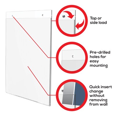 Deflect-O Image Document Holder, 8.5" x 11", Vertical, Wall Mounted, Clear Plastic (DEF68201)