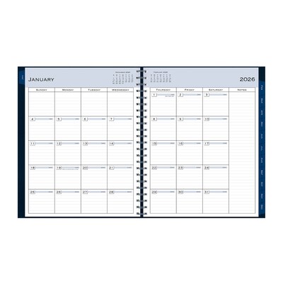 2026 Blue Sky Passages 8.5" x 11" Calendar Year Weekly & Monthly Planner, Faux Leather Cover, Navy (148658-26)