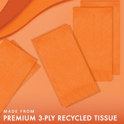 Creative Converting Touch of Color Guest Towels, 3-ply, Sunkissed Orange, 192/Carton (95191)