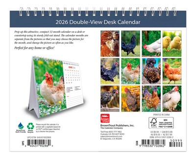 2026 BrownTrout Chickens 7.5 x 6 Monthly Desk Calendar (9798330702862)