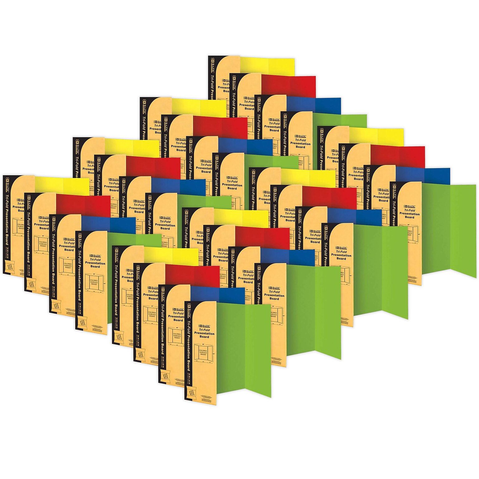 Bazic Tri-Fold Presentation Board, 36 x 48, Paper, Assorted Colors, 24/Carton (BAZ5035)