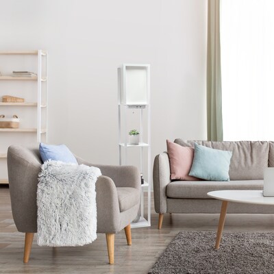 Creekwood Home Classix 62.5" Floor Lamp with Rectangular Shade, White (CWF-3009-WH-LB)
