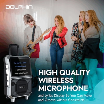 Dolphin® Audio Bluetooth Portable Karaoke Speaker with 14.1" Touchscreen and Wireless Microphone (KB-85R)
