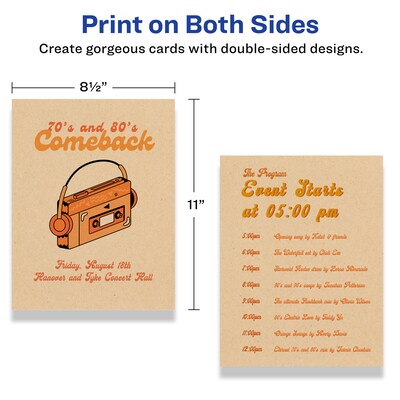 Avery Integrated Cards, 8.5" x 11", Matte Kraft Brown, 10/Pack (95282)