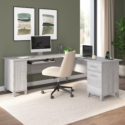 Bush Home Somerset 72W L Shaped Office Desk with Storage, Platinum Gray (WC81210K)