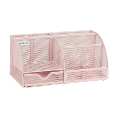 Mind Reader 7-Compartment Metal Desk Organizer, Pink (JOEORG-PNK)