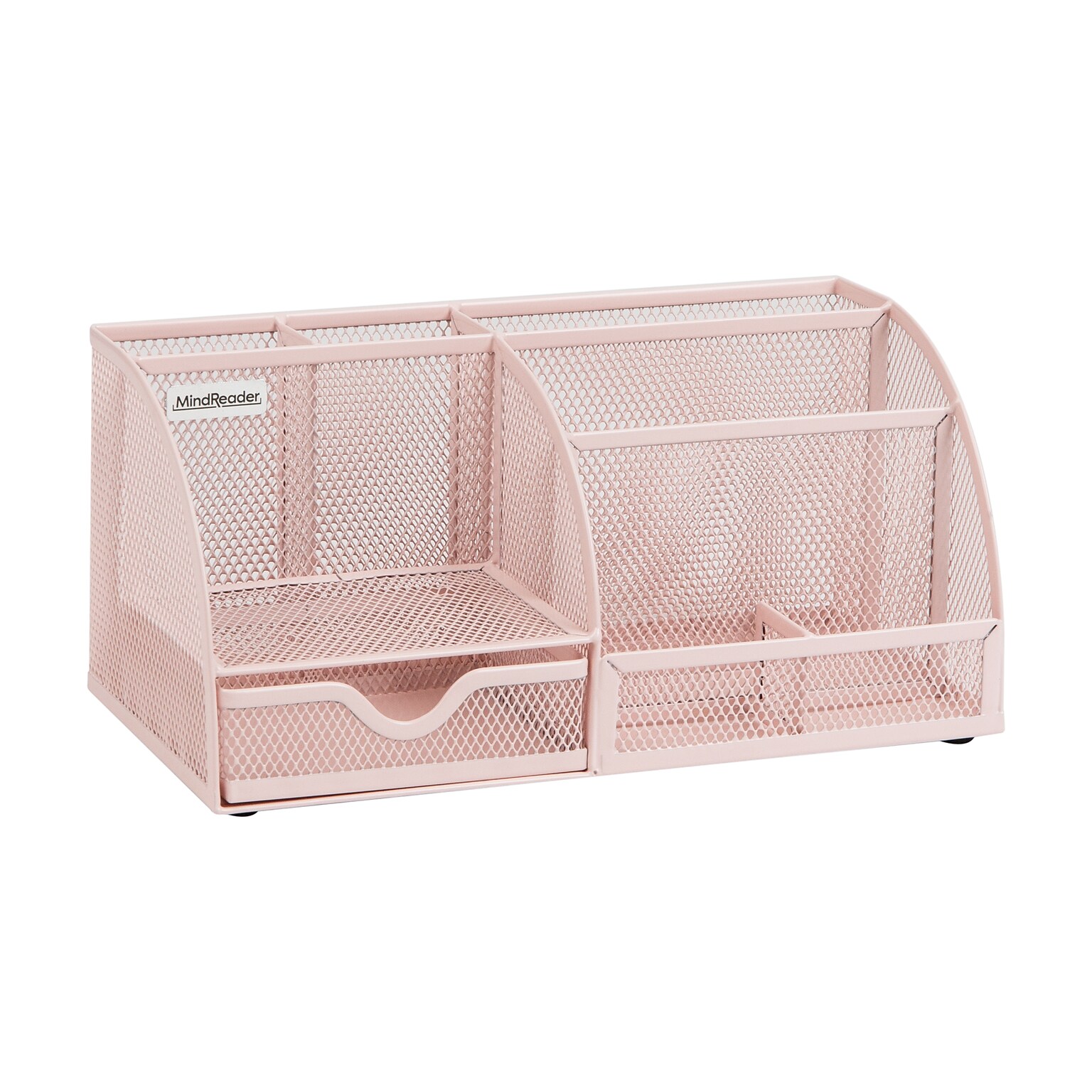 Mind Reader 7-Compartment Metal Desk Organizer, Pink (JOEORG-PNK)