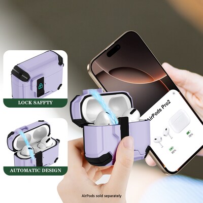SaharaCase Raider Series Heavy Duty Case Compatible with Magsafe for Airpods Pro 3, Secure Lock, Purple Orchid (HP00219)