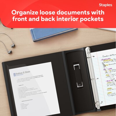 Staples 5" 3-Ring Better Binder, D-Ring, Black (44104)
